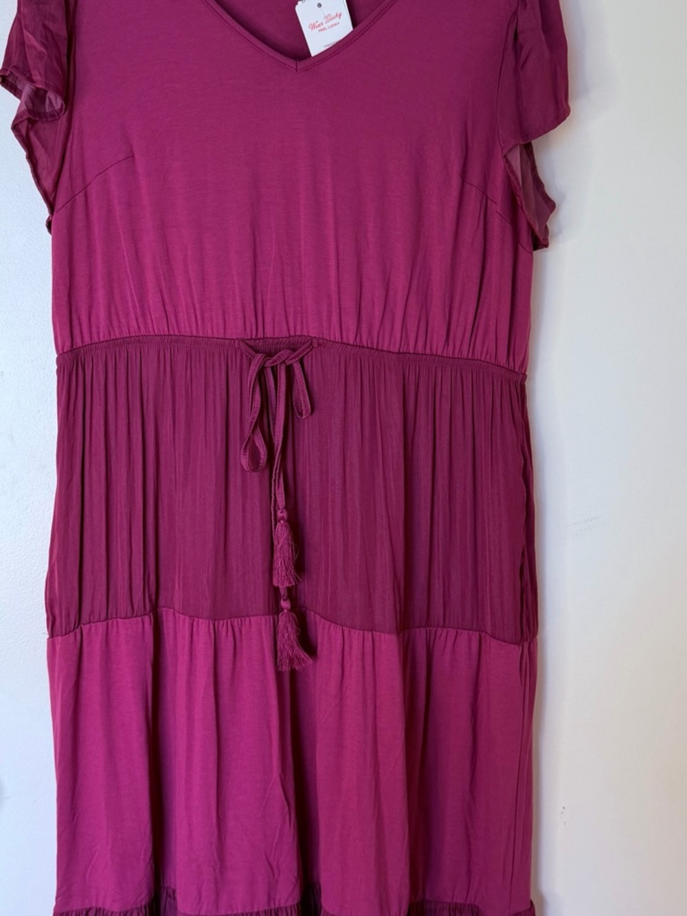 Lucky Brand Tiered V-Neck Tassel Tie Dress - Picture 7 of 7